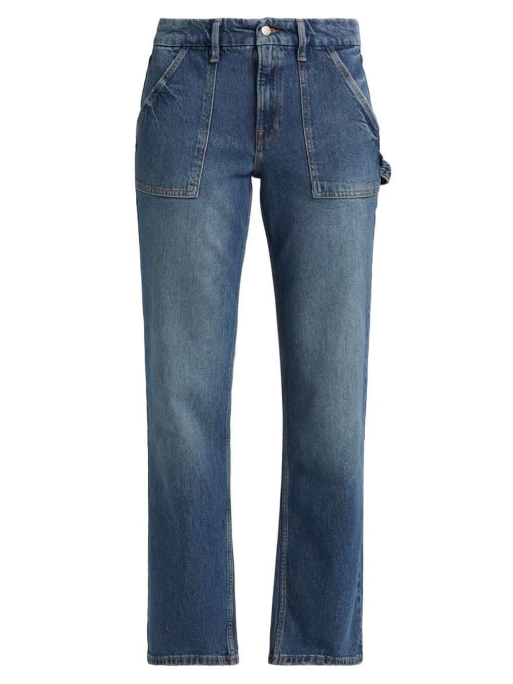 Good American Women’s Straight-Leg Jeans in Washed Blue Denim